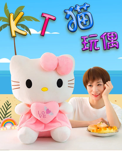 Sanrio Kitty Plush Toys Pillow 25cm Kawaii Anime KT Cat Plush Doll Soft Stuffed Cartoon Cute Pink Doll Birthday Gift For Girls