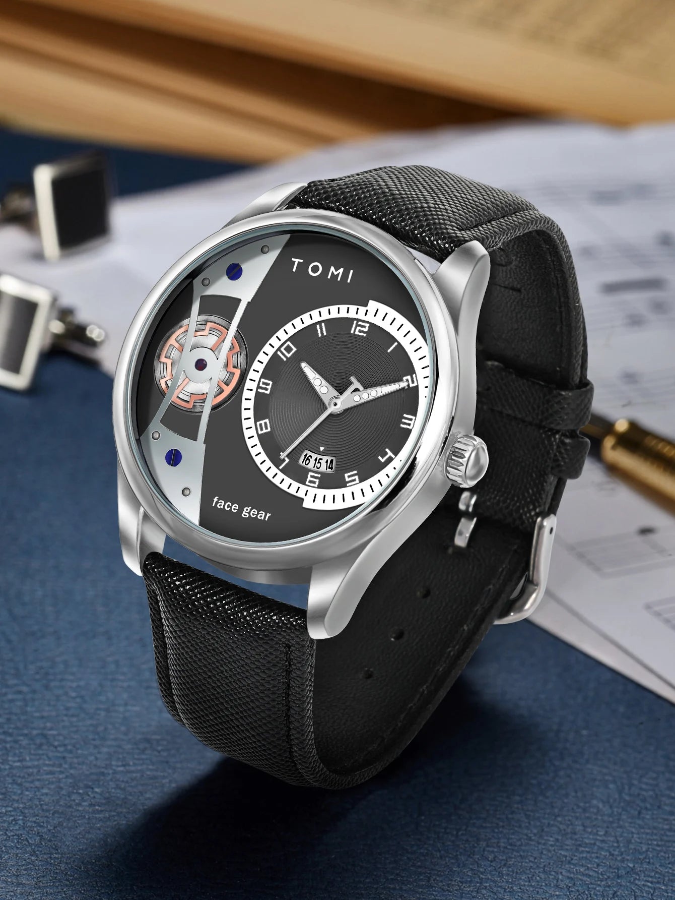TOMI Set Gift Box for Men's Minimalist Business Quartz Watch Luxury Versatile Double Strap Detachable Watch Festival Gift