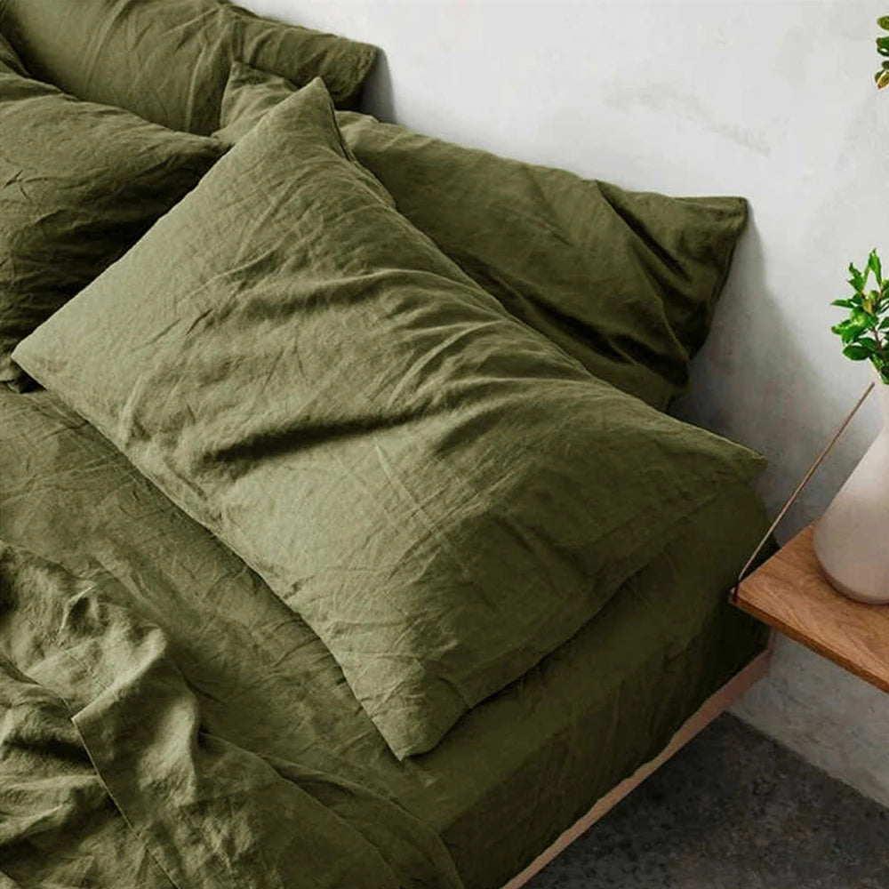 100% French Linen Soft Breathable Pillow Covers Decorative Square Throw Pillow Covers for Bed Couch Sofa Envelope Closure