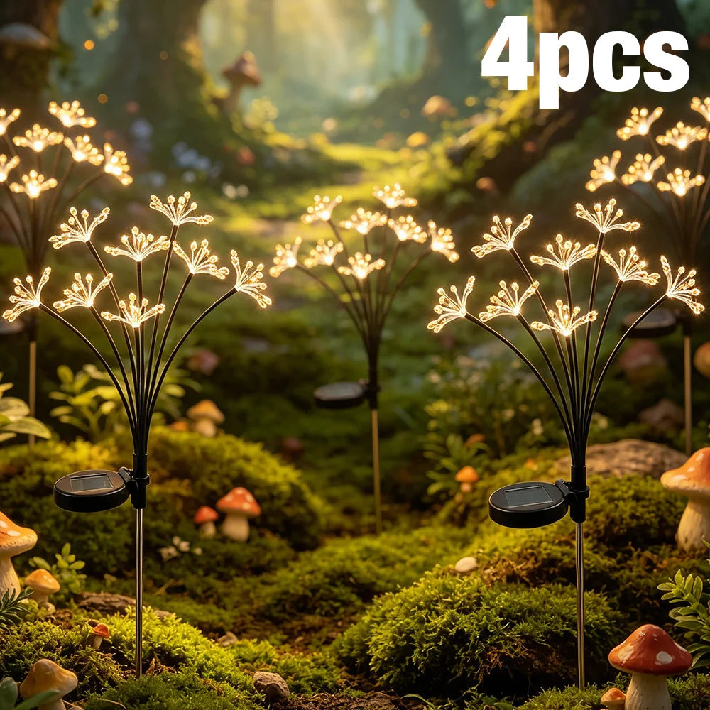 Solar LED Firework Lights Outdoor Dandelion Lamp Waterproof Swaying Starburst Light for Yard Patio Garden Christmas Decor 1-4PCS