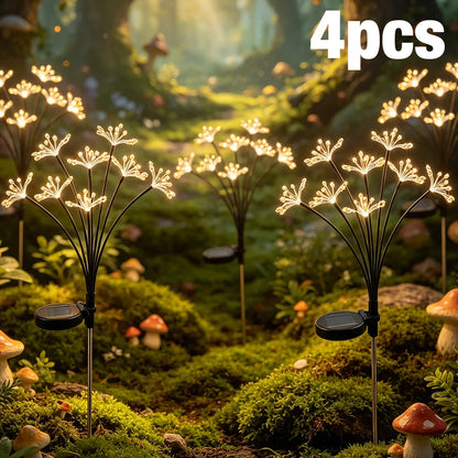 Solar LED Firework Lights Outdoor Dandelion Lamp Waterproof Swaying Starburst Light for Yard Patio Garden Christmas Decor 1-4PCS