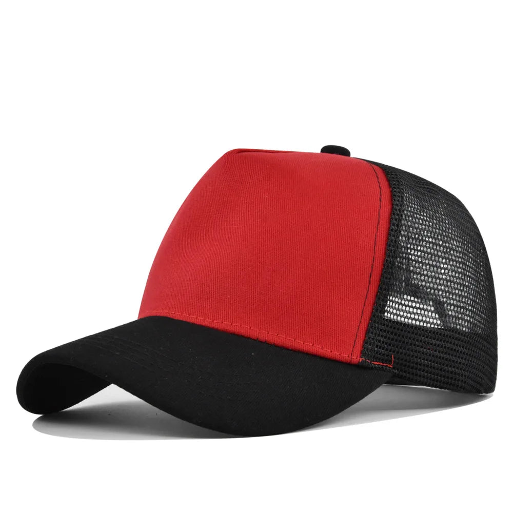 Customized Printed Logo Five Piece Baseball Caps Solid Color Mesh Breathable Sun Shading And Sun Protection Duck Tongue Hats