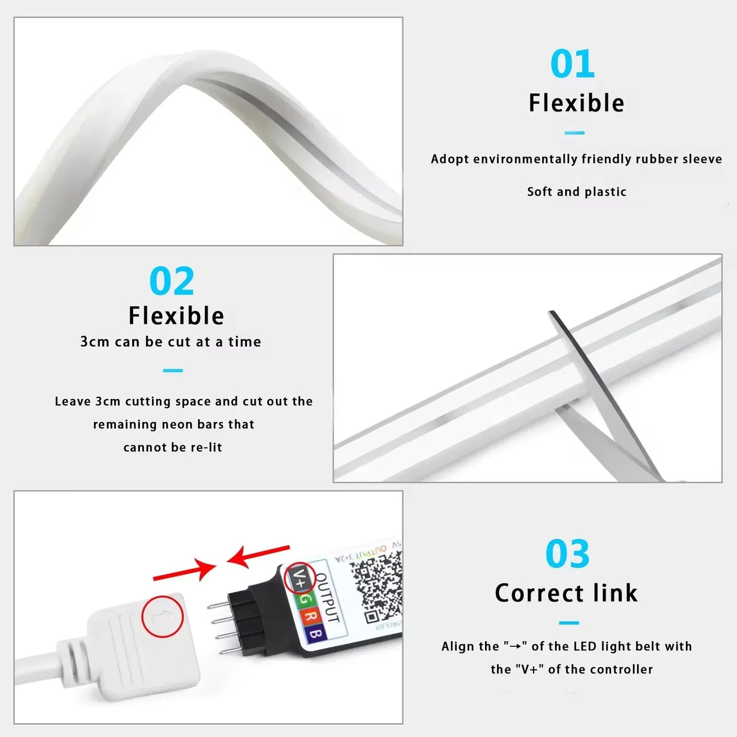Taśma LED Neon RGB 1/2/3/5M IP65 Wodoodporna Samoprzylepna Taśma USB Neon Tuya Sterowanie Pilotem Elastyczna Wstęga do Oświetlenia Wystroju Domu
