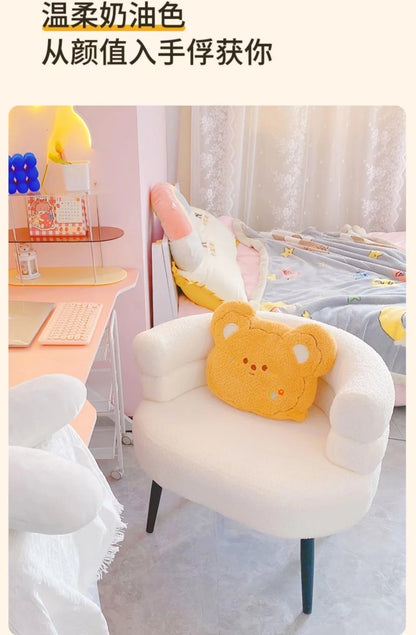 Lazy Sofa Makeup Chair with Lamb Fleece Living Room Light Luxury Balcony Leisure Chair for Comfortable Seating