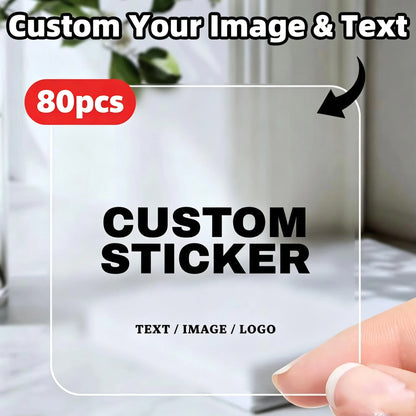 1‑200Pcs Square Custom Stickers,Personalized Text Image Labels for Party Guests,Gift Favors,Handmade Projects&Celebration Decor