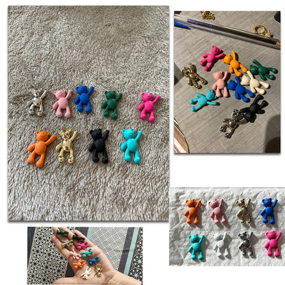 10PCS/lot DIY Cute Cartoon Teddy Bear Pendant Jewelry Accessories Wholesale Alloy Spray Paint Simple Multicolor Jewelry Material