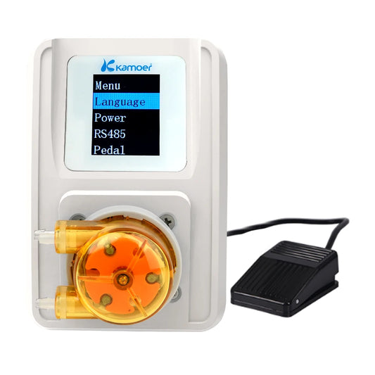 Kamoer 86ml/min M1-STP Peristaltic Pump 24V High Precision Stepper Motor Variable Speed Pump with Pedal for Lab, Experiments