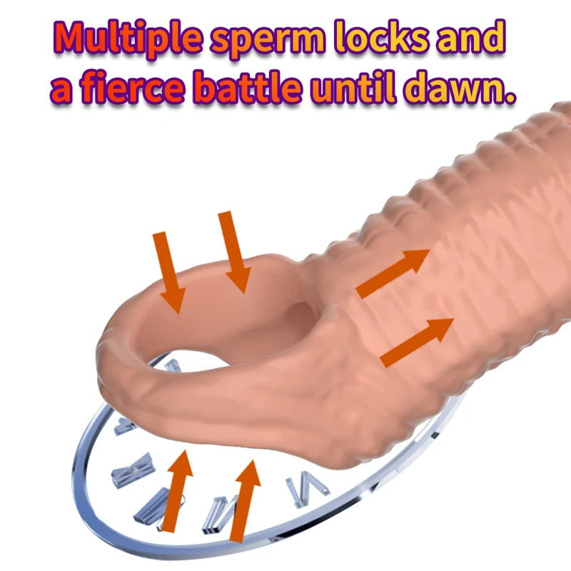 Penis Sleeve Reusable Sexy Toys for Men Penis Silicone Cock Sleeve Massage Adult Products For Woman Gay Penis Toys Sexual Goods