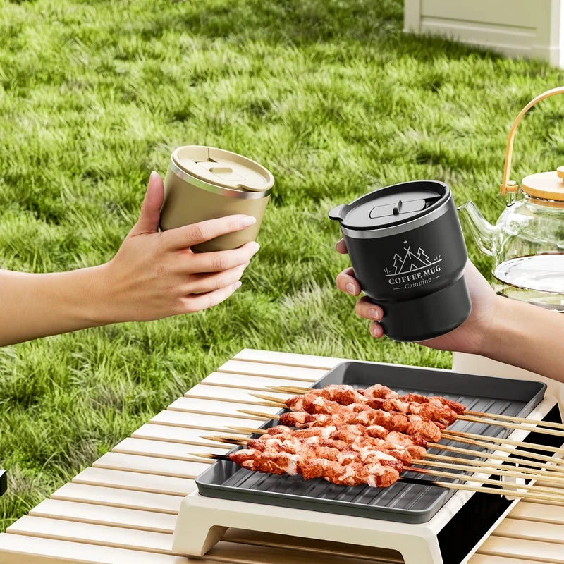 400ml 304 Stainless Steel Double Layer Thermal Cup, Insulated Water Mug for Office Milk Coffee, Student Portable Sealed Tumbler