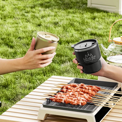 400ml 304 Stainless Steel Double Layer Thermal Cup, Insulated Water Mug for Office Milk Coffee, Student Portable Sealed Tumbler