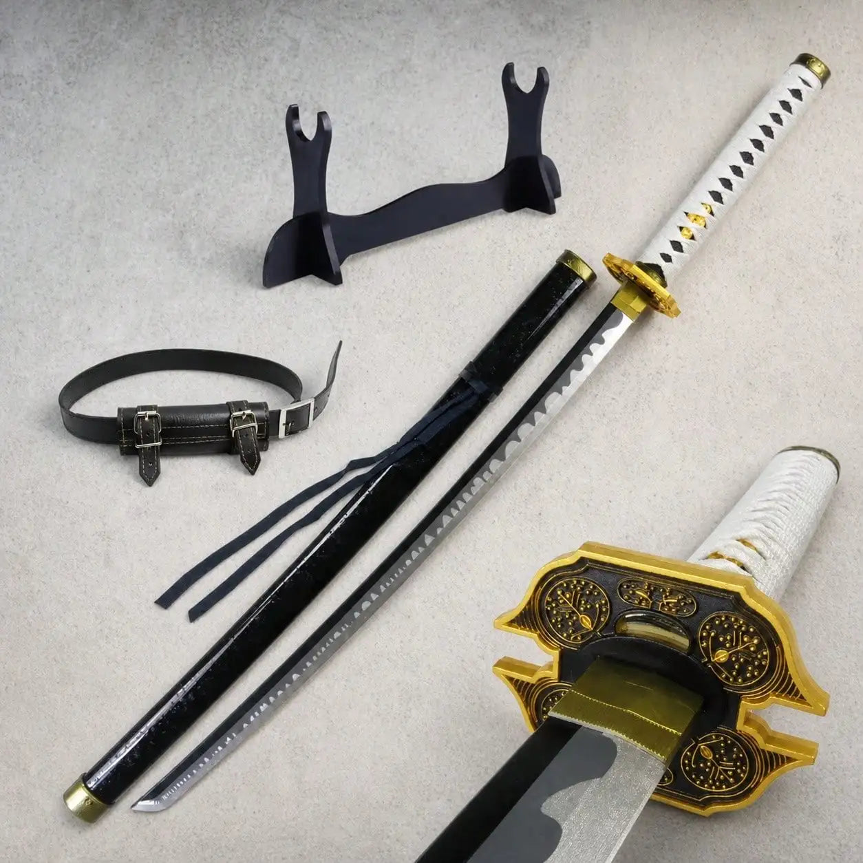 40inch 101cm Katana Sword Devil May Cry Vergil Yamato Wood Bamboo Blade Anime Cosplay Costume Prop Belt Holster Stand Holder Samurai Ninja Katana Wooden Sword Sabre Schwert Manga Game Cosplay Katana Toy Gift Collection Displa