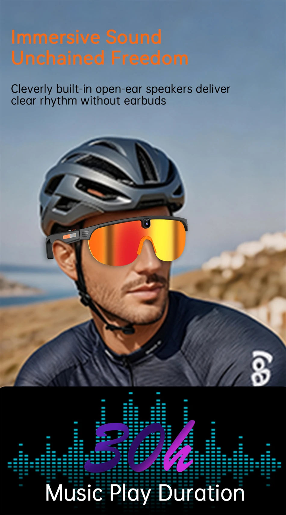 4K Polarized AI Smart Cycling Glasses Men 800W Camera Video Recording Translation Sunglasses Bluetooth Call Music Sports Glasses