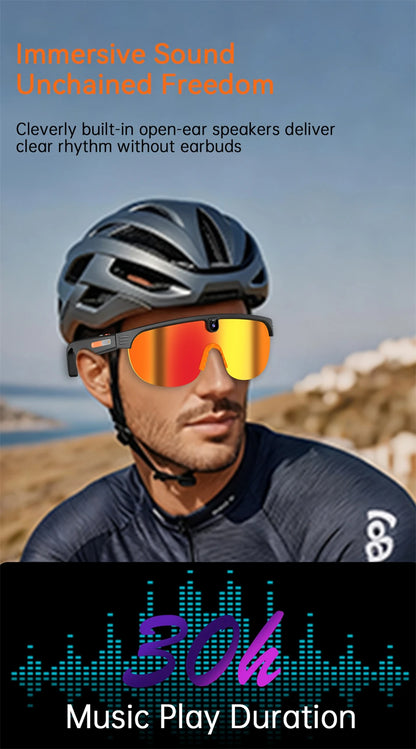 4K Polarized AI Smart Cycling Glasses Men 800W Camera Video Recording Translation Sunglasses Bluetooth Call Music Sports Glasses