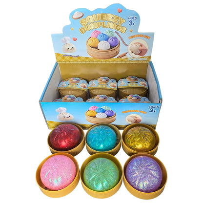 Giant Dumpling Squishies Bun Toy, Slow Rising Glitter Dumpling Stress Ball, Stress Relief Fidget Toy for Home Office toys