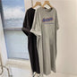 American Retro Letter Printed Plus Size Loose Short Sleeved Dress for Women