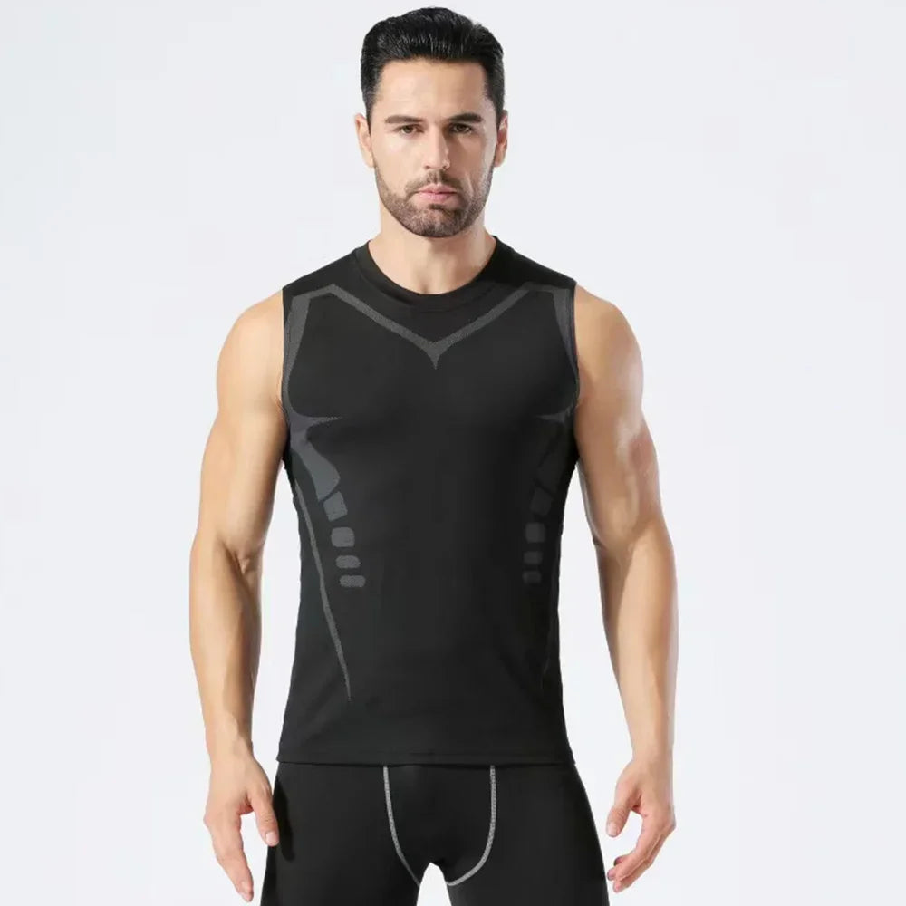 elastic sleeveless running Gym men's and women's free custom logo compression vest, quick drying sports sleeveless T-shirt