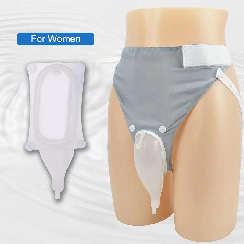 【B】1Set Reusable Silicone  Collector Bags Adults Urinal With  Catheter Bags Male Female Toilet