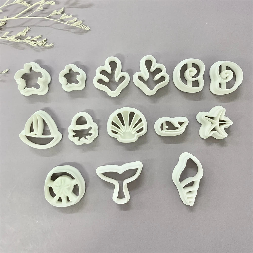 Octopus/Whale/Turtle/Coral/Starfish/Fish Tail/Conch/Shell Shaped Ocean Animal Clay Cutters Summer Beach Cutting Mold for Earring