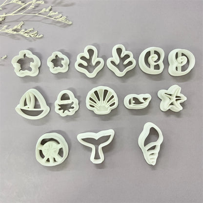 Octopus/Whale/Turtle/Coral/Starfish/Fish Tail/Conch/Shell Shaped Ocean Animal Clay Cutters Summer Beach Cutting Mold for Earring