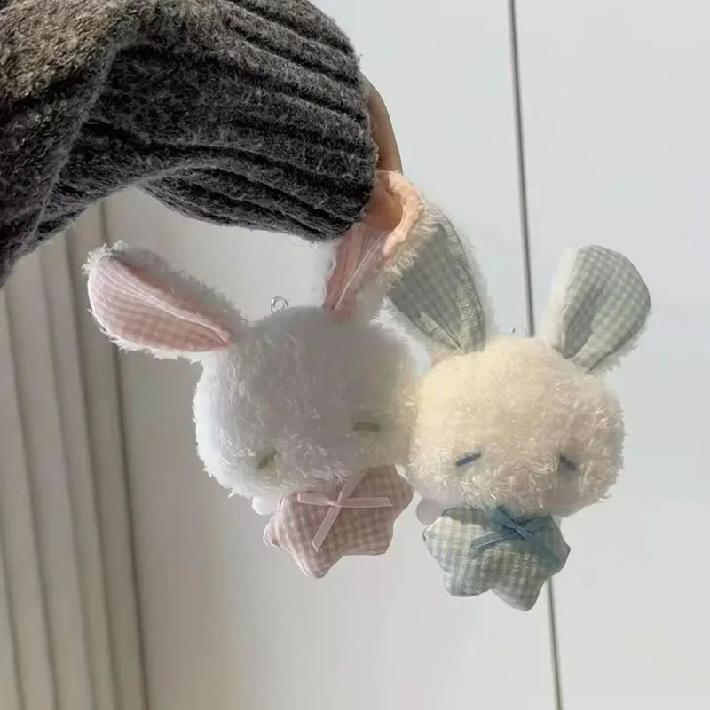 New Kawaii New Mini Angel Bunny Plush Keychain Cute Soft Rabbit Stuffed Toy Hanging Pendant