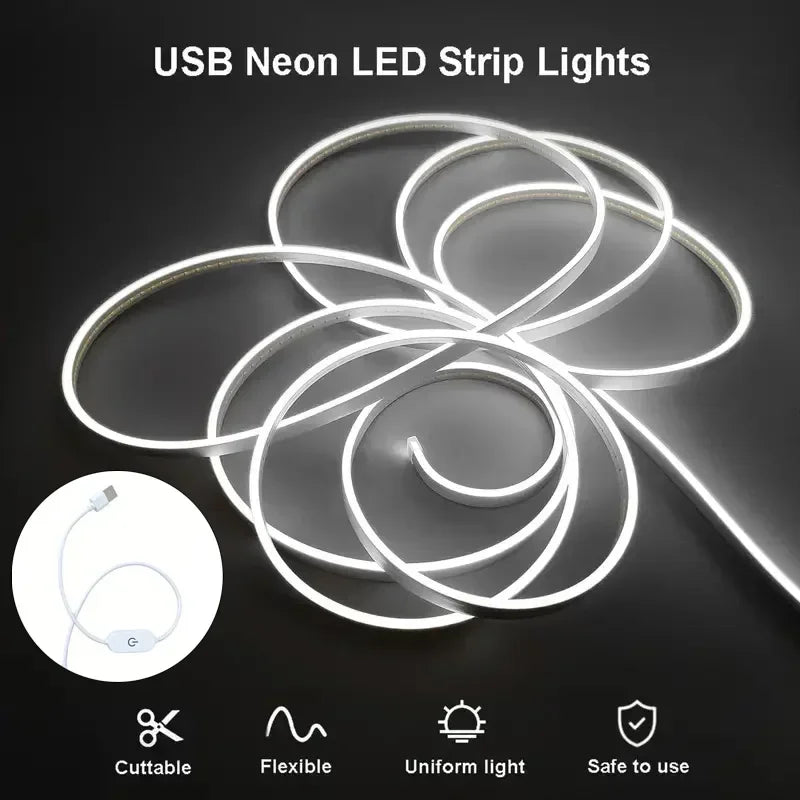 LED Strip Lights 5V USB 1-5M Neon Lights Strip Flexible Waterproof Touch Motion Sensor Switch for Bedroom TV Backlight  Lighting