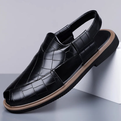 Men's Summer Breathable Soft-Soled Roman Sandals Anti-Slip Comfortable Slip-On Casual Covered-Toe Shoes-2021