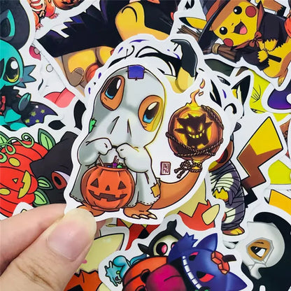50PCS Kawaii Halloween Anime Pocket Monsters Pikachu Stickers DIY Laptop Luggage Skateboarding Mobile Cartoon Toys Gift Stickers