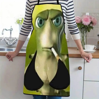 1pc Smoking for CATERPILLAR Krate Meme Print Apron, Made of Polyester, Suitable for Cooking, Barbecuing, and Indoor/outdoor