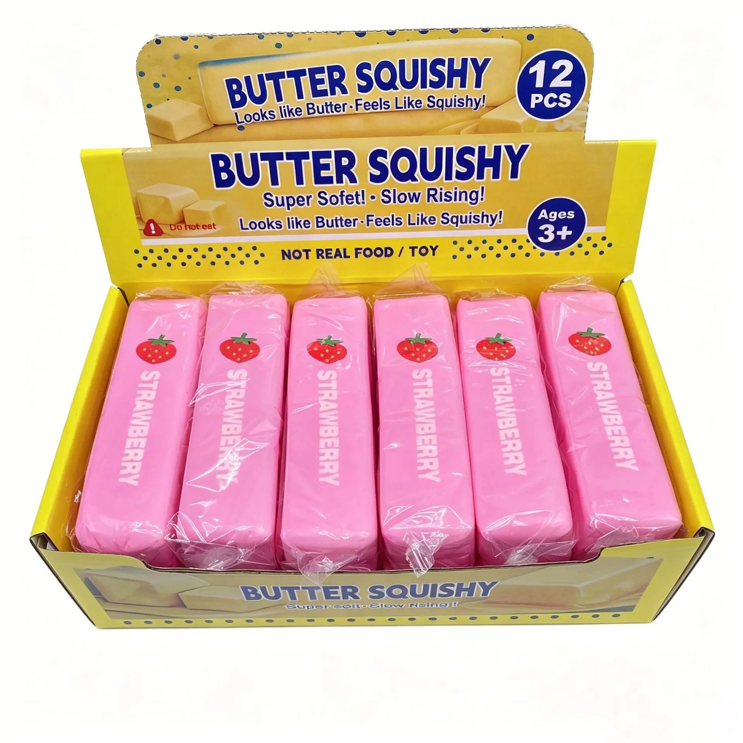 Butter Squishy Pink Strawberry Slow Rising Pu Soft Sticky Stress Relief Squeeze Toy For Adult Anxiety Relief Fidget Toy