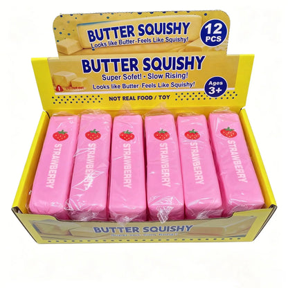 Butter Squishy Pink Strawberry Slow Rising Pu Soft Sticky Stress Relief Squeeze Toy For Adult Anxiety Relief Fidget Toy