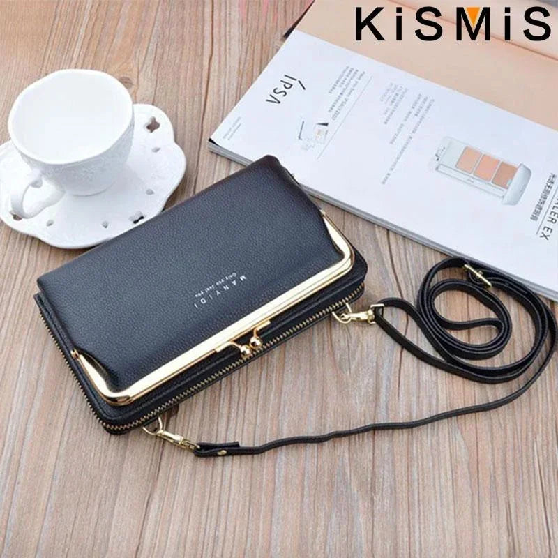 Ladies Crossbody Bag PU Leather Handbag Women Travel Casual Shoulder Bag Everyday Use Double Layer Mobile Wallet Clutch Purse