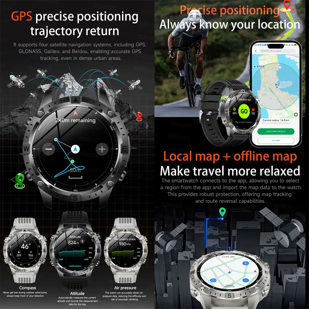 Smart Watch Men GPS Track High End watch Swim Waterproof Smart Watches Swim six axis sensor Sports Smartwatch 2GB Memory GPS Map