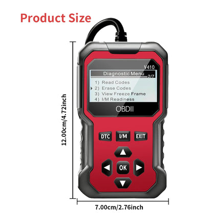 V410 OBD2 Scanner Diagnostic Tool for Cars and Trucks Since 1996+, Data Stream, I/M Readiness, Voltage Test