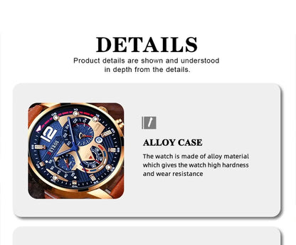 2PCS Set Luxury Brown Mens Quartz Watches Fashion Male Business Casual Wristwatch with Bracelet