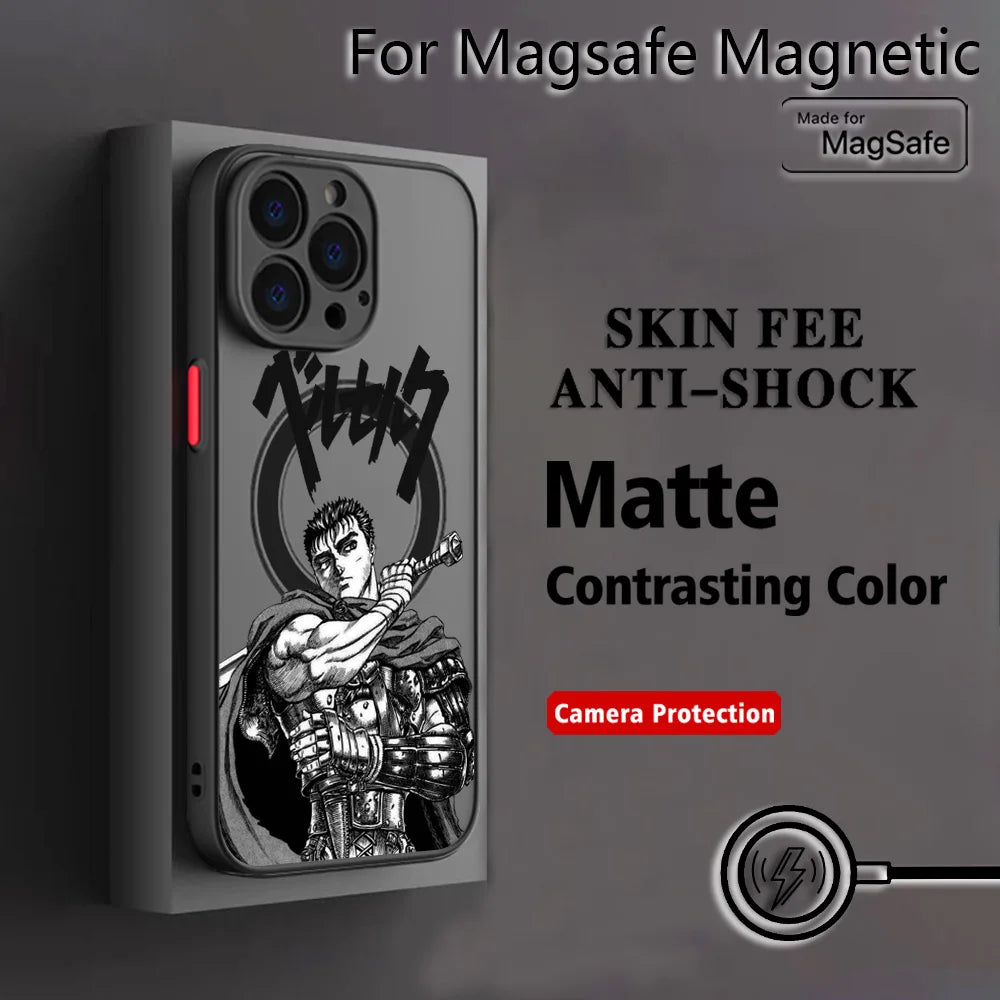 Hot Anime B-BerserkS Cool Phone Case for iPhone 17 16 15 14 13 12 11 Pro Max Mini XR XS X 7 8 Plus Matte Magnetic Back Cover