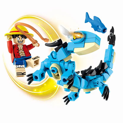 MOC One Piece Building Blocks Blind Box Luffy Kaido Dragon Bricks Model DIY Assemble Blue Dragon Figures Toy Kid Collection Gift