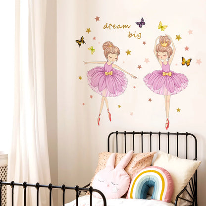 Ballet Girl Vinyl Child Wall Stickers For Baby Kids Room Decoration Adhesive Wallpaper Bedroom Accessories Room Decor Wall Art