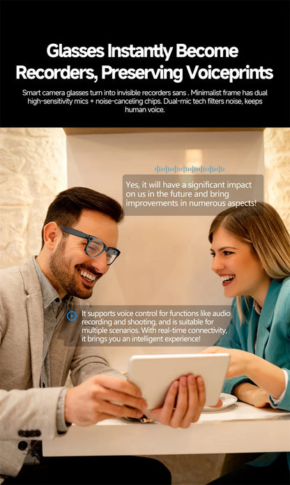 Smart Glasses With 800W Intelligent Translation Al Voice Wake-up Intelligent Q&A Interaction Call Noise Reduction EIS Anti Shake