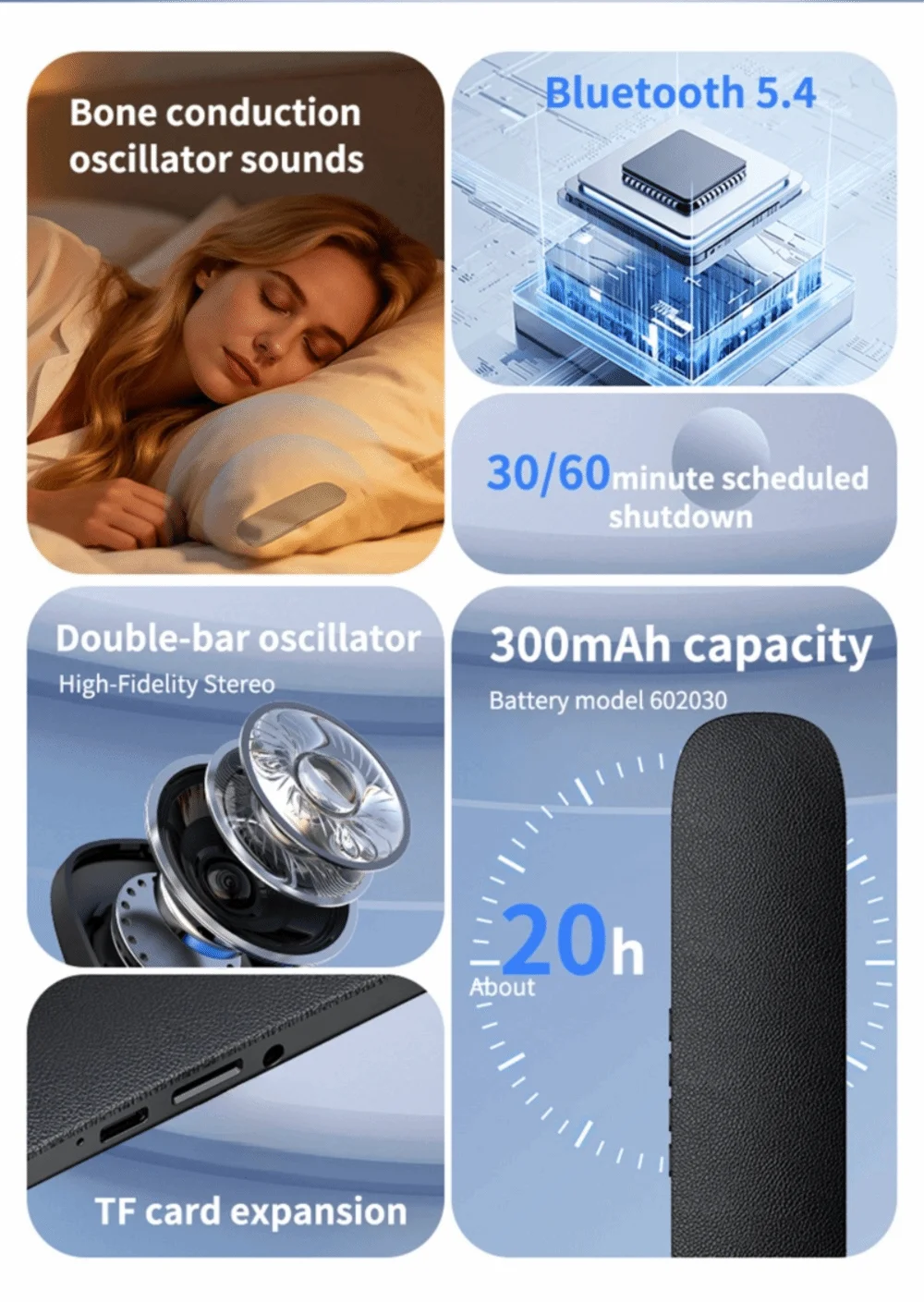 High Quality Bone Conduction Sleep Bluetooth Speaker White Noise Rechargeable Under-pillow Speaker Portable Ultrasonic Sleep Aid