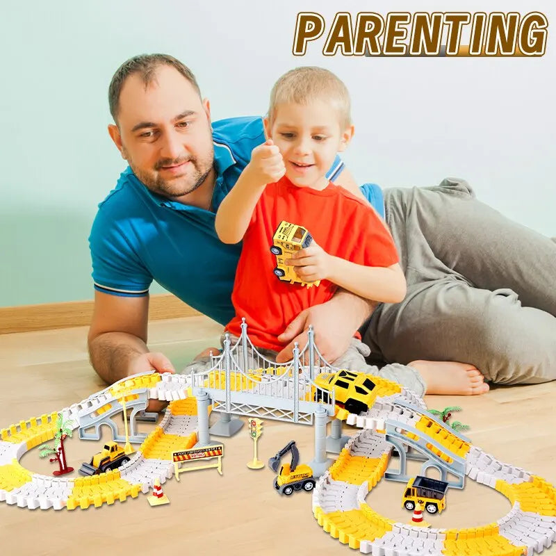 Kids Electric Track Toy Engineering Minin Car Set Puzzle Boy Toys Track Car Train Toys For Children Birthday Gifts