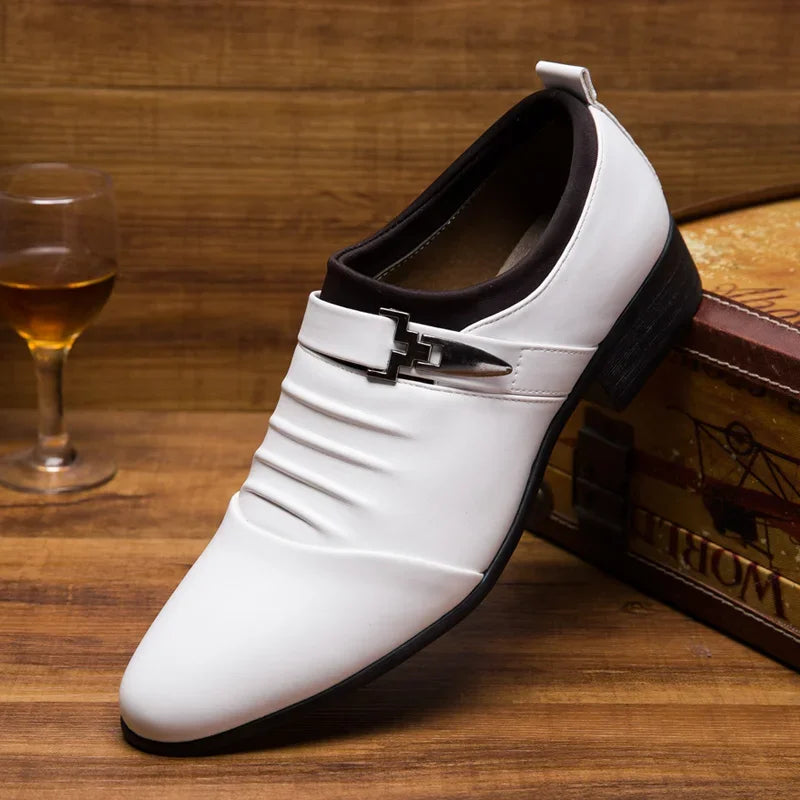 Hot Sale Dress Shoes Man Big Size 48 Casual Business Leather Shoes Men Pointed Toe Wedding Shoe Classic White Men's Formal Shoes