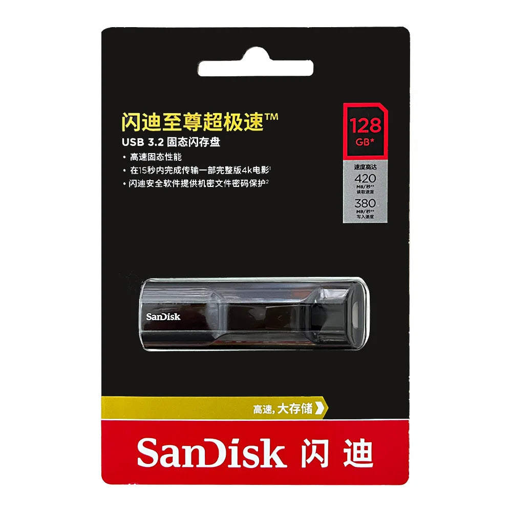 SanDisk Extreme PRO USB 3.2 Solid State Flash Drive 128GB 256GB 512GB 1TB Pen Drive Up to 420MB/s USB Flash Drive SDCZ880 U Disk