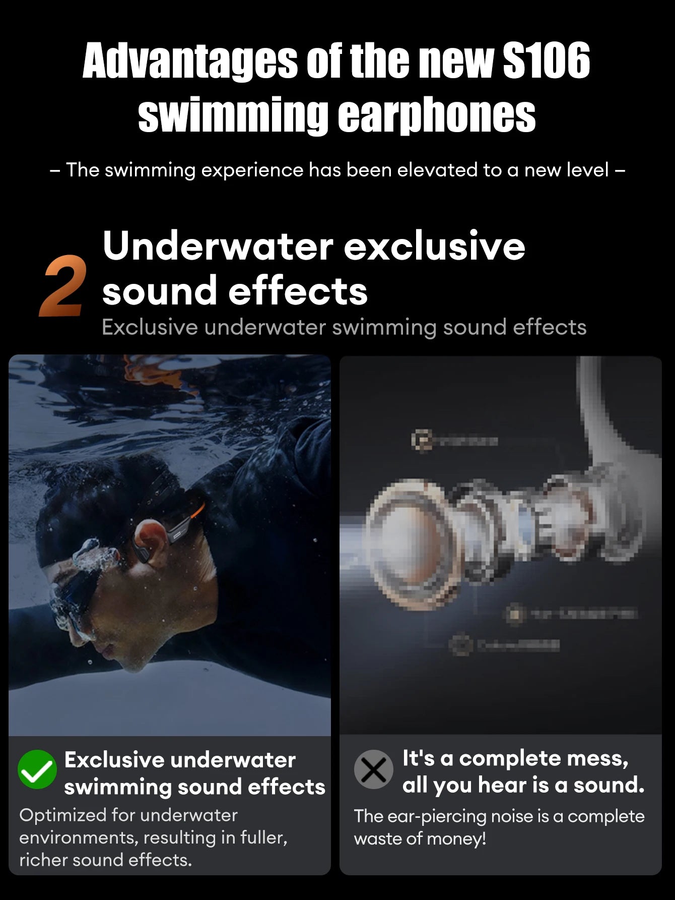 Lenovo S106 True Bone Conduction Wireless Earphones Bluetooth 6.0 IPX8 Swimming Headphones Waterproof Sports Cycling Headset New