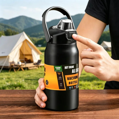 304 Stainless Steel Vacuum Thermos, Portable Outdoor Sports Water Bottle with Straw Cold Hot