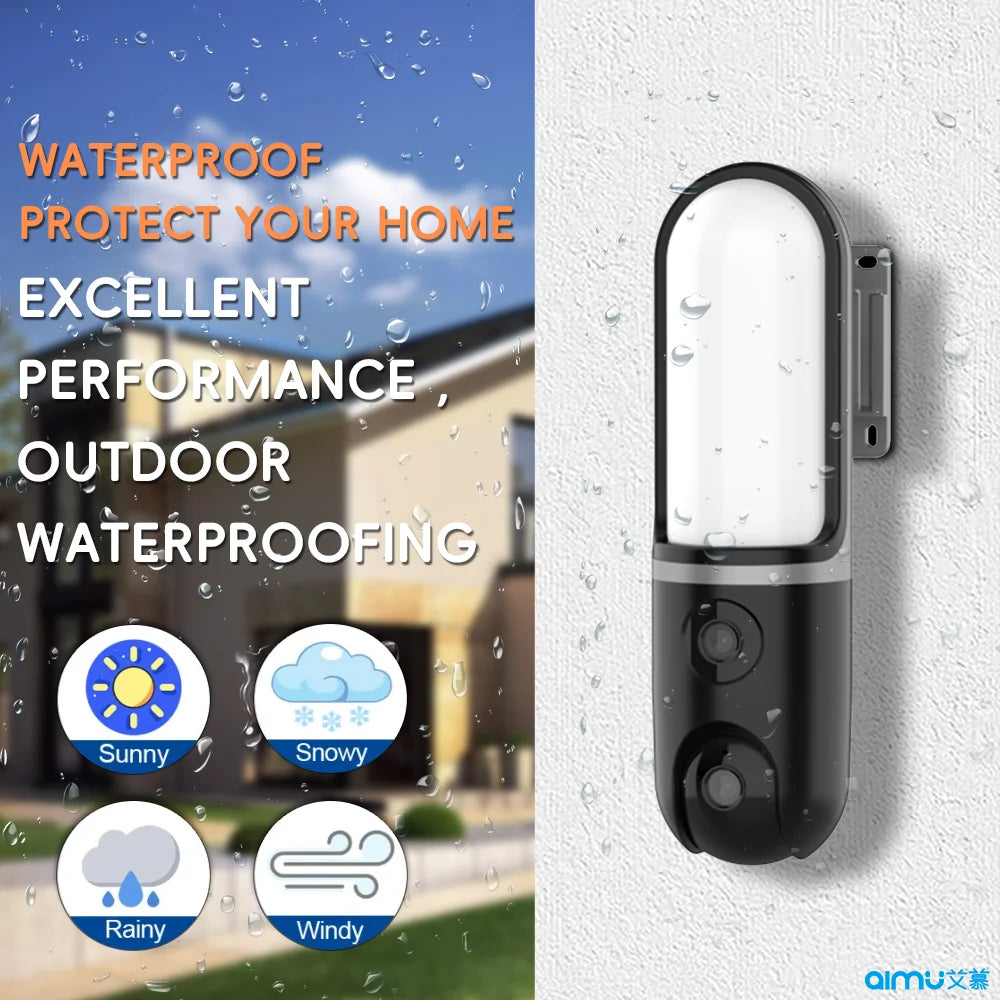 Kamera uliczna OKAM PRO 2w1, HD 6MP, Wi-Fi, CCTV, dwuobiektywowa kamera zewnętrzna, wodoodporna, śledzenie ruchu, noktowizor, PTZ