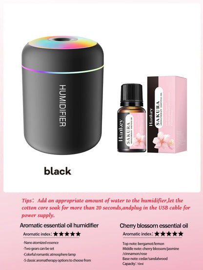 180ML Mini Air Humidifier USB Electric Aroma Diffuser Essential Oil Purifier Aromatherapy Mist Maker Lights For Car Home Bedroom