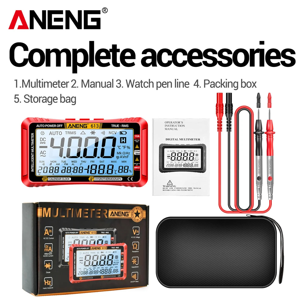 Smart Multimeter Detector 4000 Count Digital  AC/DC Curent Voltage Resistor Measurement  3 in 1 Professional Test Tool ANENG 613