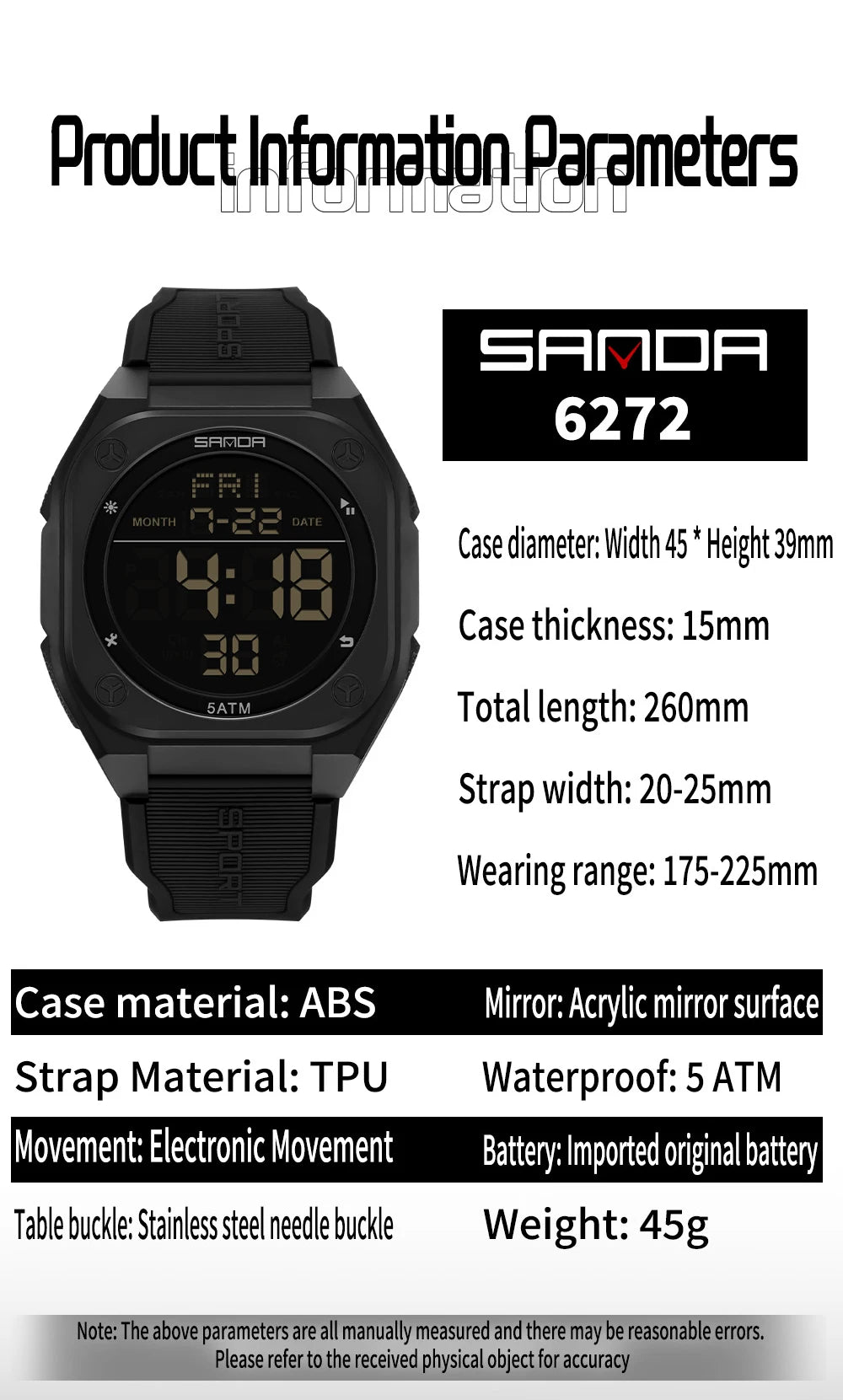 SANDA Digital Watch Multi-function Alarm Clock Luminous Waterproof Silicone Wristwatch Casual Students Electronic Watches