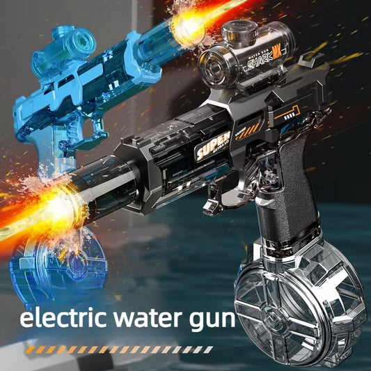 Electric Water Gun Automatic Continuous Firing Squirt Gun Outdoor Toy Long Range Shooting Water Gun with Lights Swimming Toys
