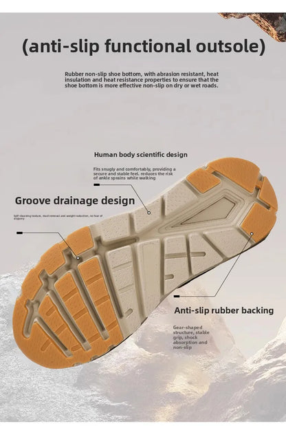 Men's Hiking Shoes Breathable Mesh Leather Upper Non-slip Rubber Sole Outdoor Casual Trekking Walking Shoes Size 39-45